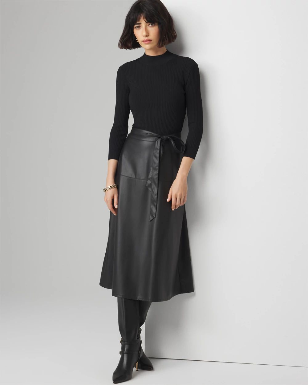 3 4 Sleeve Faux Leather Dress White House Black Market